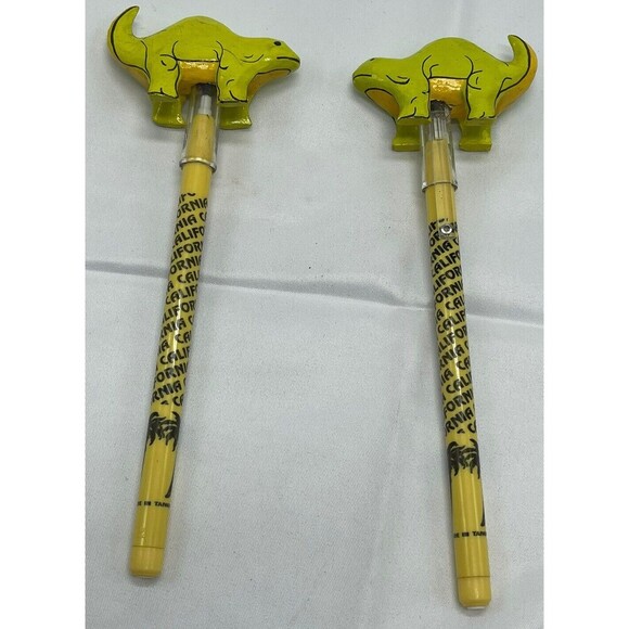 Vintage California Yellow Mechanical Pencil and  Dragon Pencil Topper lof of 2 - Picture 1 of 5